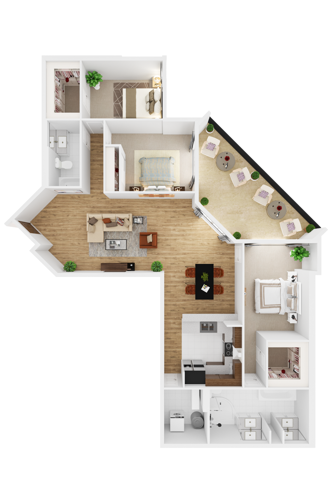Floor plan for 3 beds, 2 baths, 1610 sqft